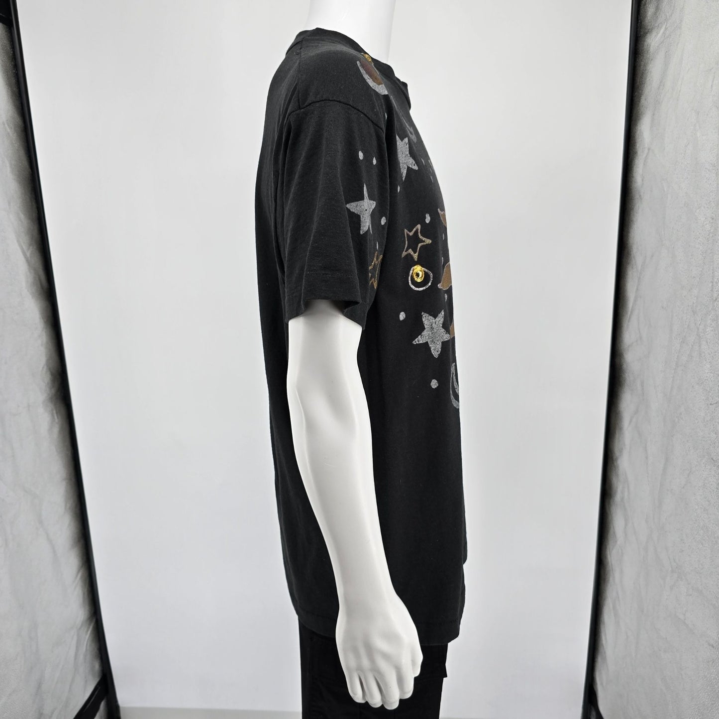 Vintage 1990s Wetpaint Hand Painted Celestial Glitter Art Sun/Moon T-Shirt (XL)