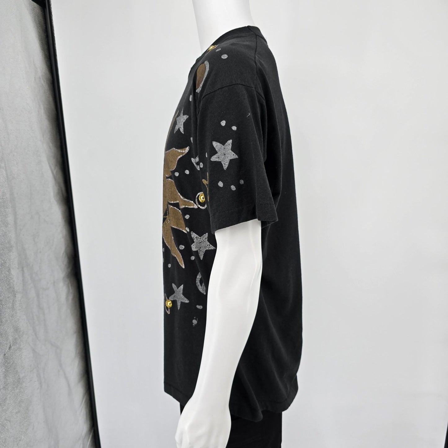 Vintage 1990s Wetpaint Hand Painted Celestial Glitter Art Sun/Moon T-Shirt (XL)