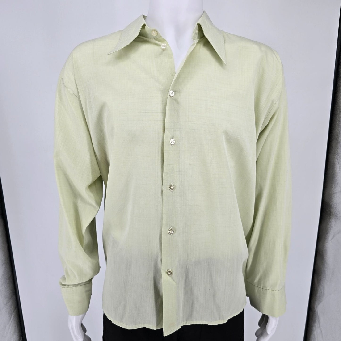 Vintage 1970s Rawe Rheda Light Green Wide Collar European Dress Shirt (XXXL)