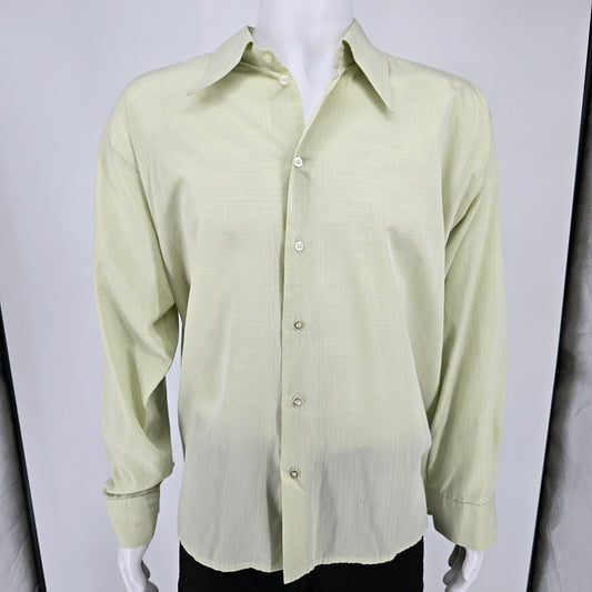 Vintage 1970s Rawe Rheda Light Green Wide Collar European Dress Shirt (XXXL)