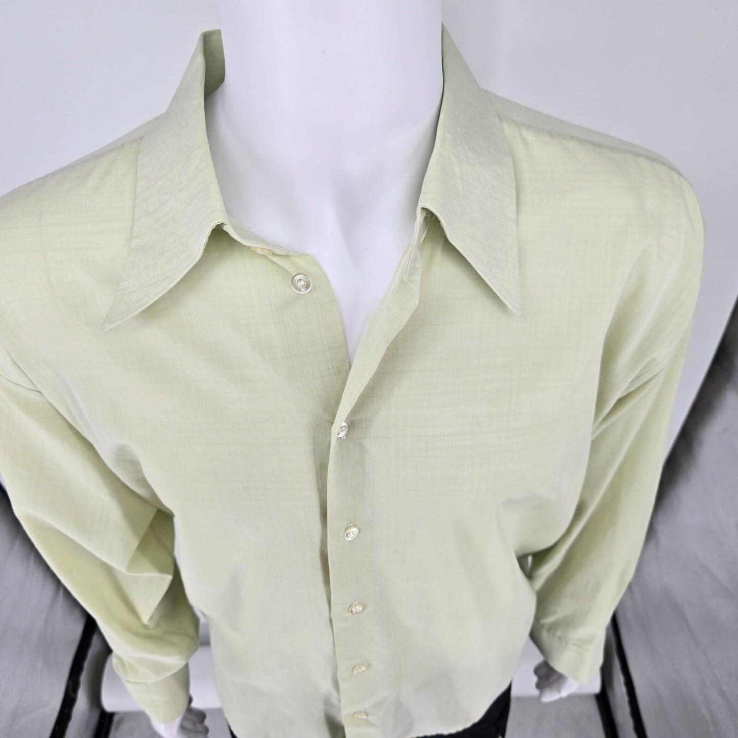 Vintage 1970s Rawe Rheda Light Green Wide Collar European Dress Shirt (XXXL)