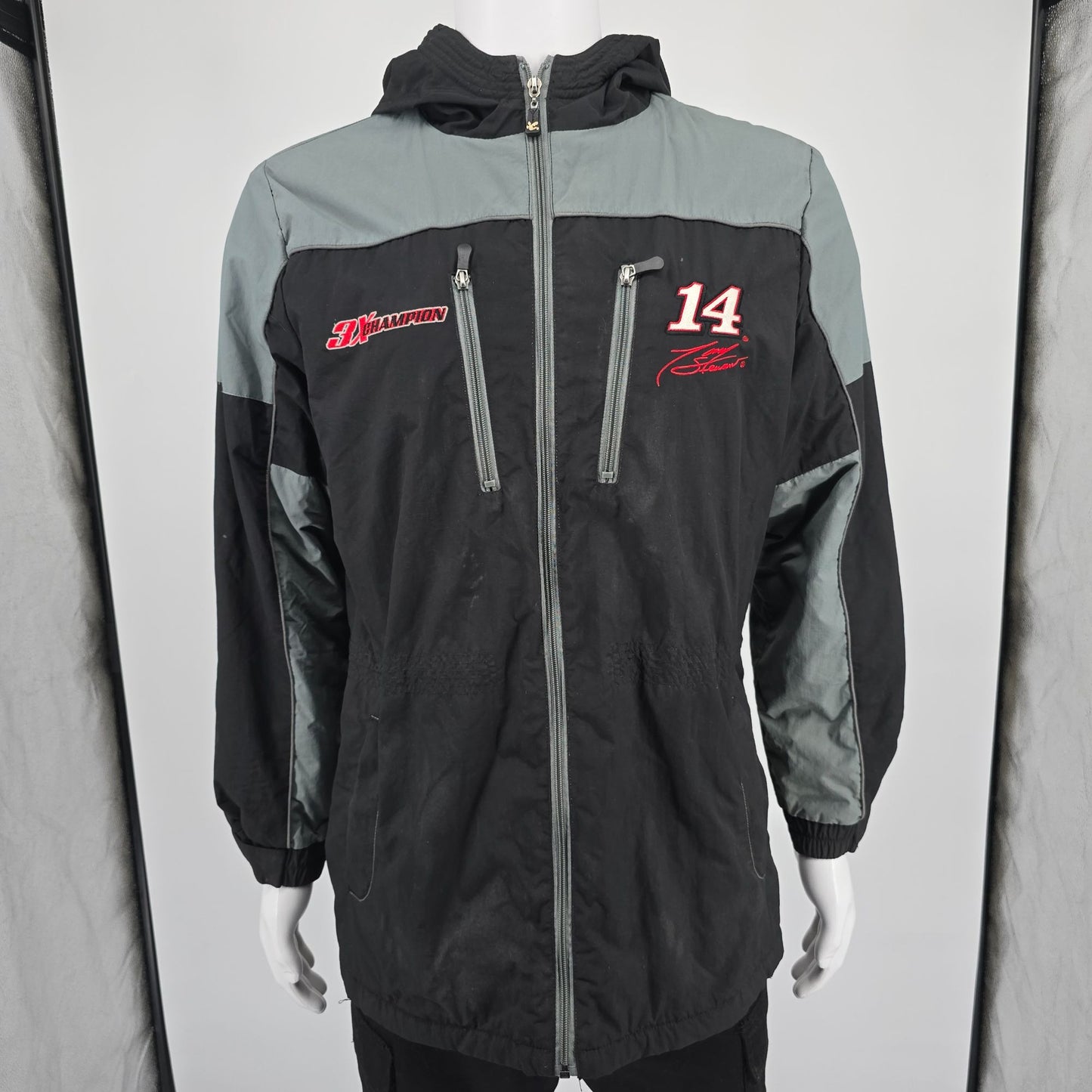 2012 Chase Authentics NASCAR Tony Stewart Hooded Fleece-Lined Nylon Jacket (L)