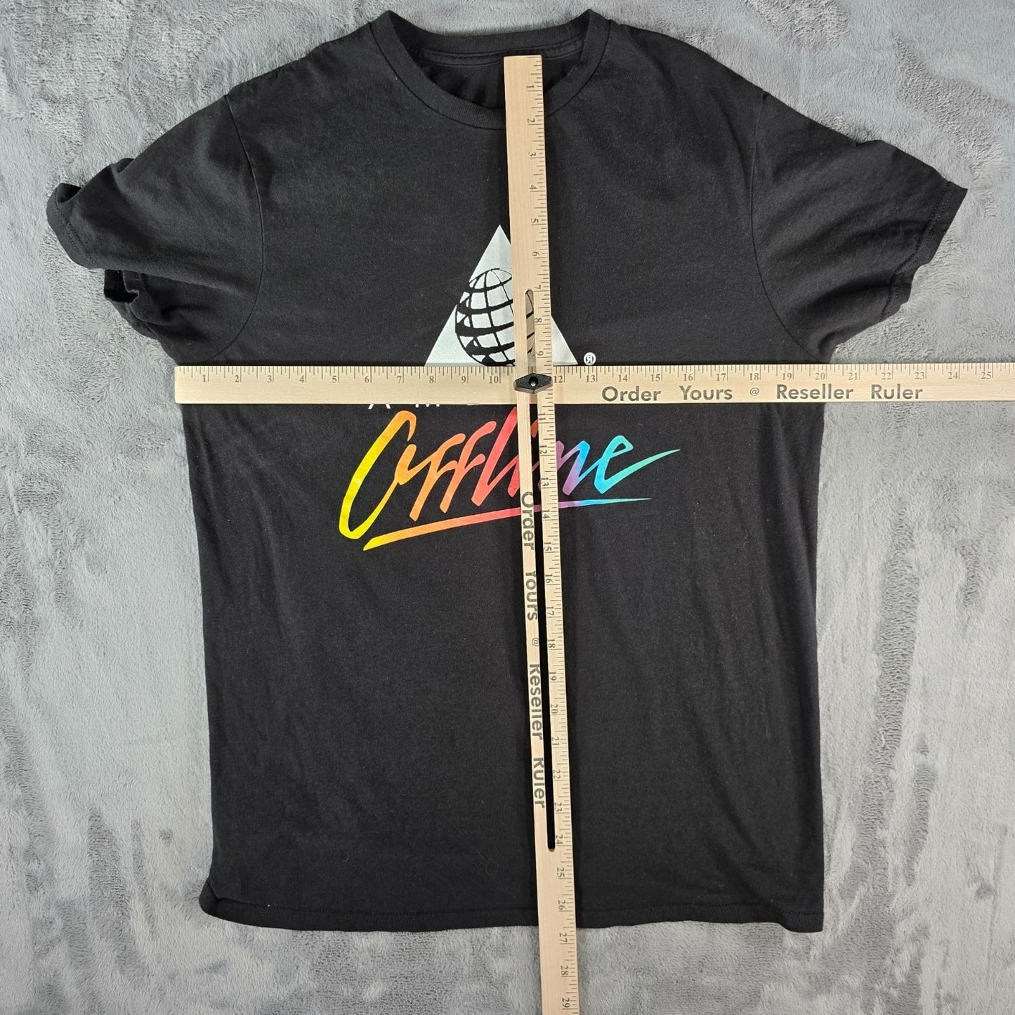 2010s "America Offline" America Online Rainbow Logo Parody Black T-Shirt (M)