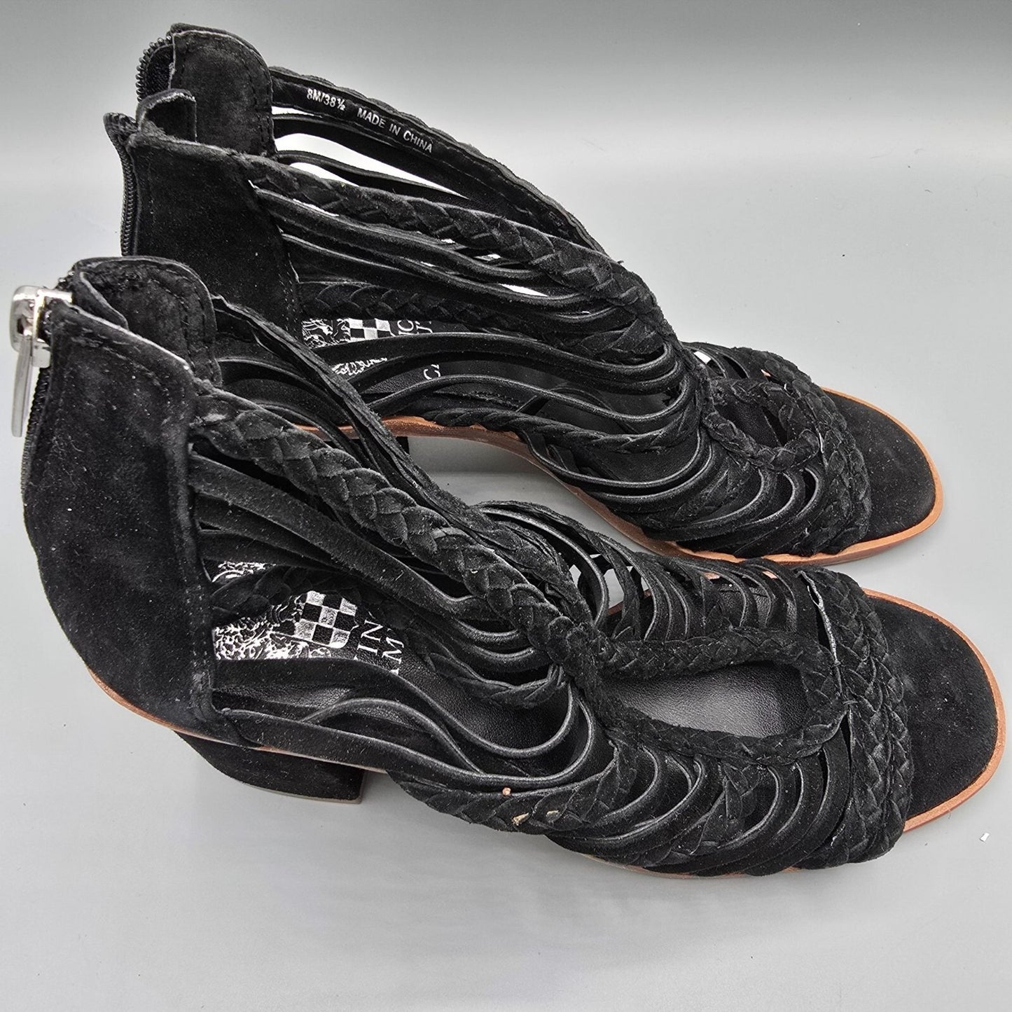 Vince Camuto Women's Black Suede Kestal Cage Gladiator Dress Sandals (8M)
