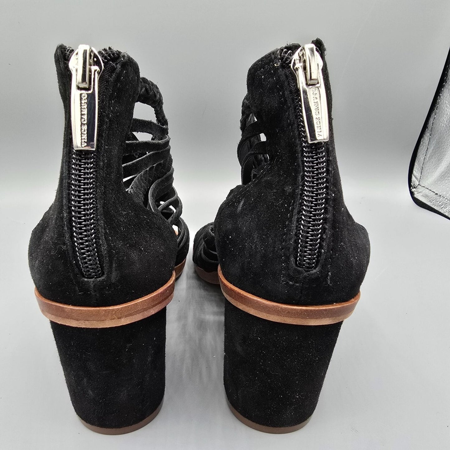 Vince Camuto Women's Black Suede Kestal Cage Gladiator Dress Sandals (8M)