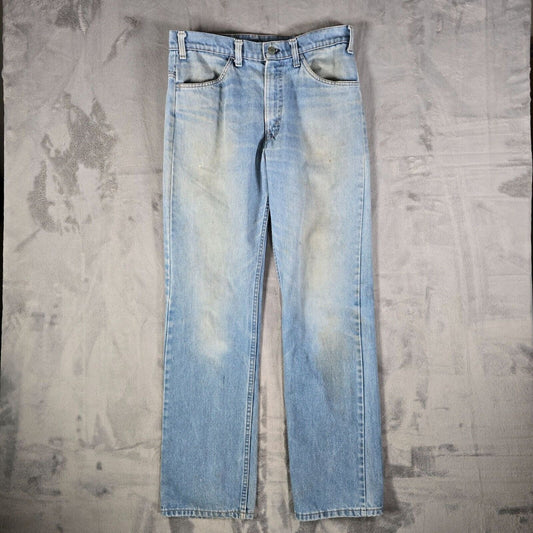 Vintage Distressed 1980s Levi's 700 Series Light Wash Blue Denim Jeans (33x32)