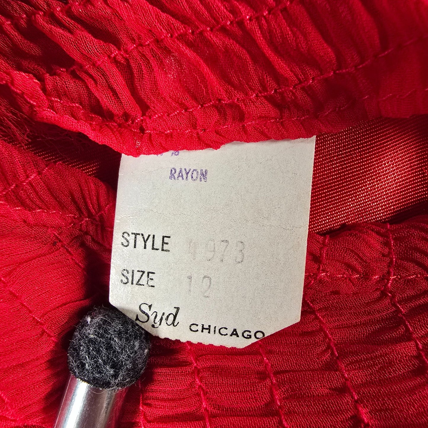Vintage Late 1950s Syd Chicago Red Rayon Fit and Flare Belted Party Dress (S)