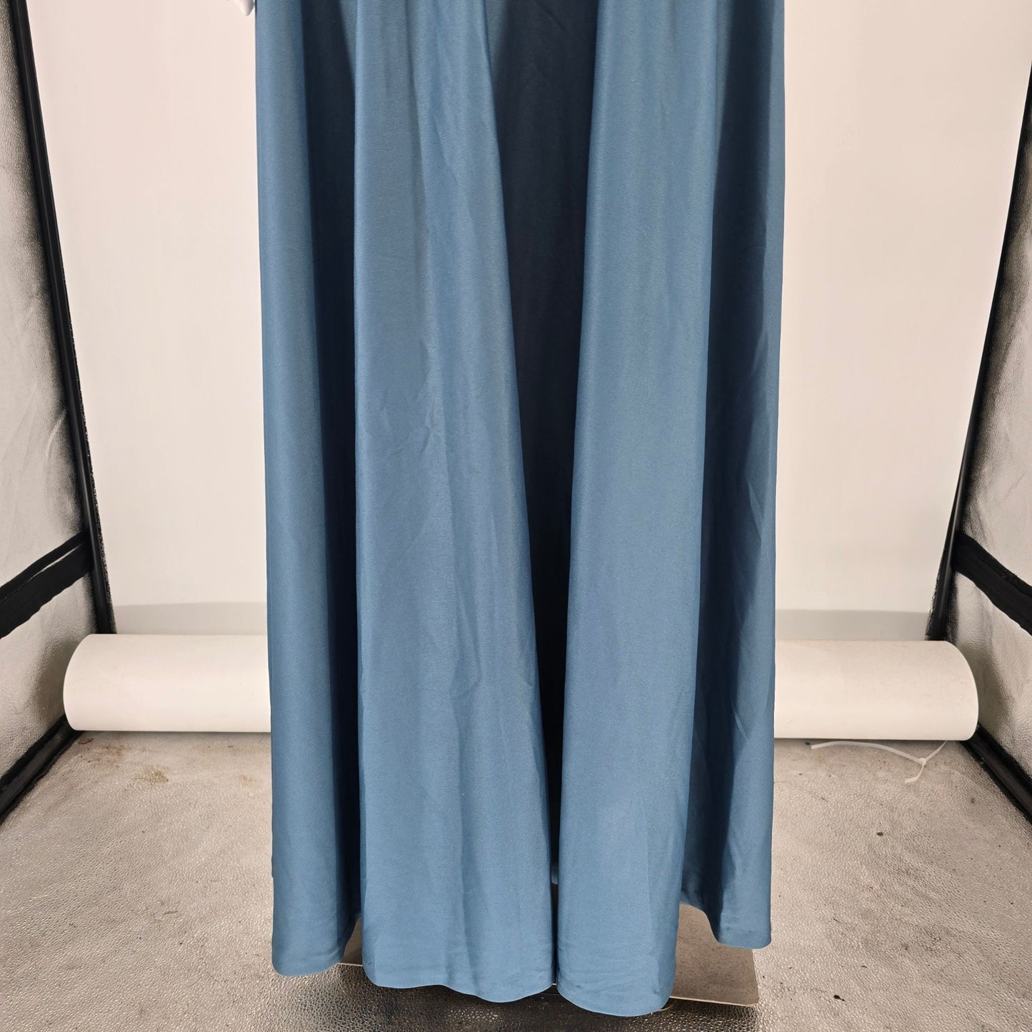 Vintage 1970s Themes Blue Chiffon Flutter Cape Disco Maxi Dress (Size 6/S)