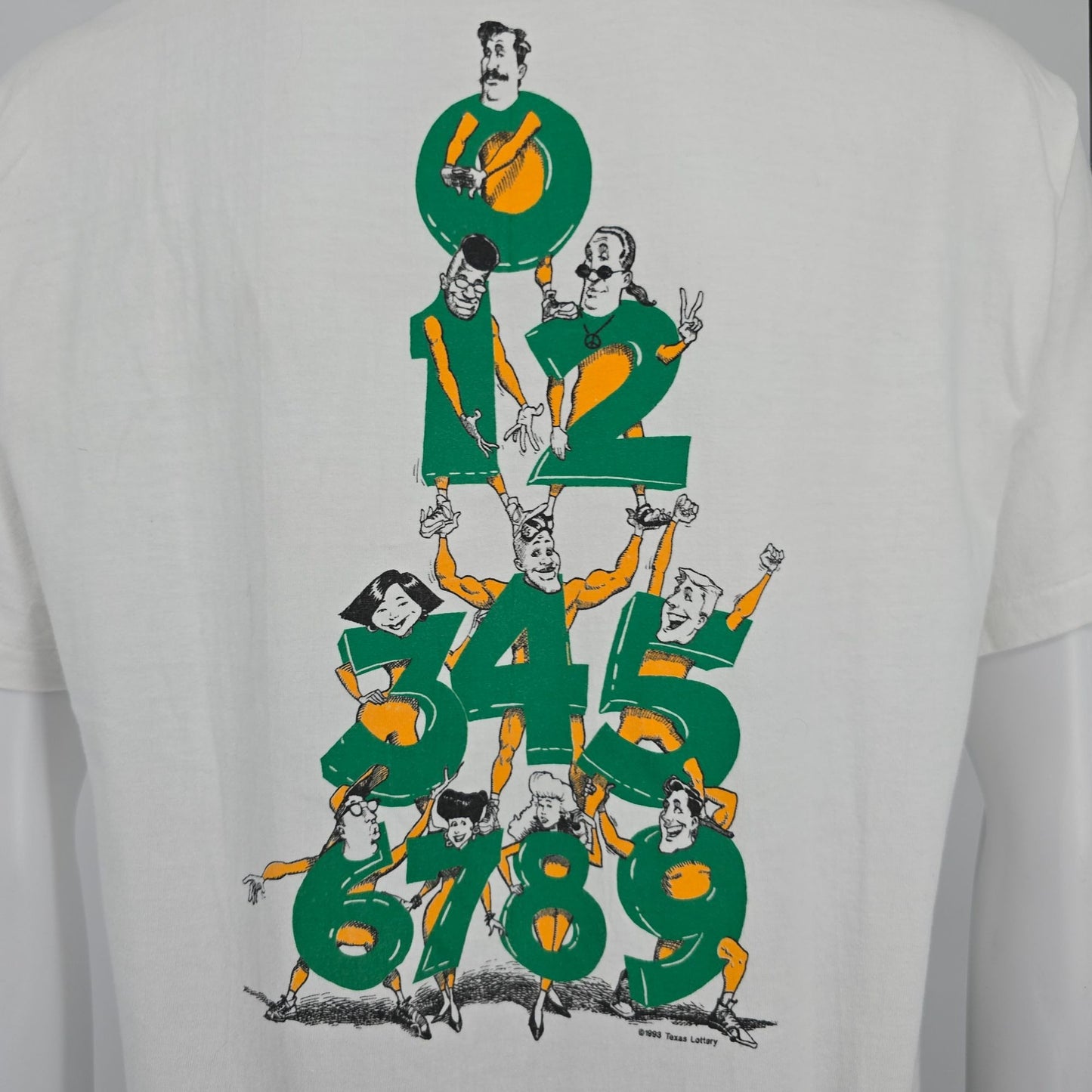 Vintage 1990s Hanes Beefy-T White Texas Lottery Pick 3 Promo T-Shirt (M/L)