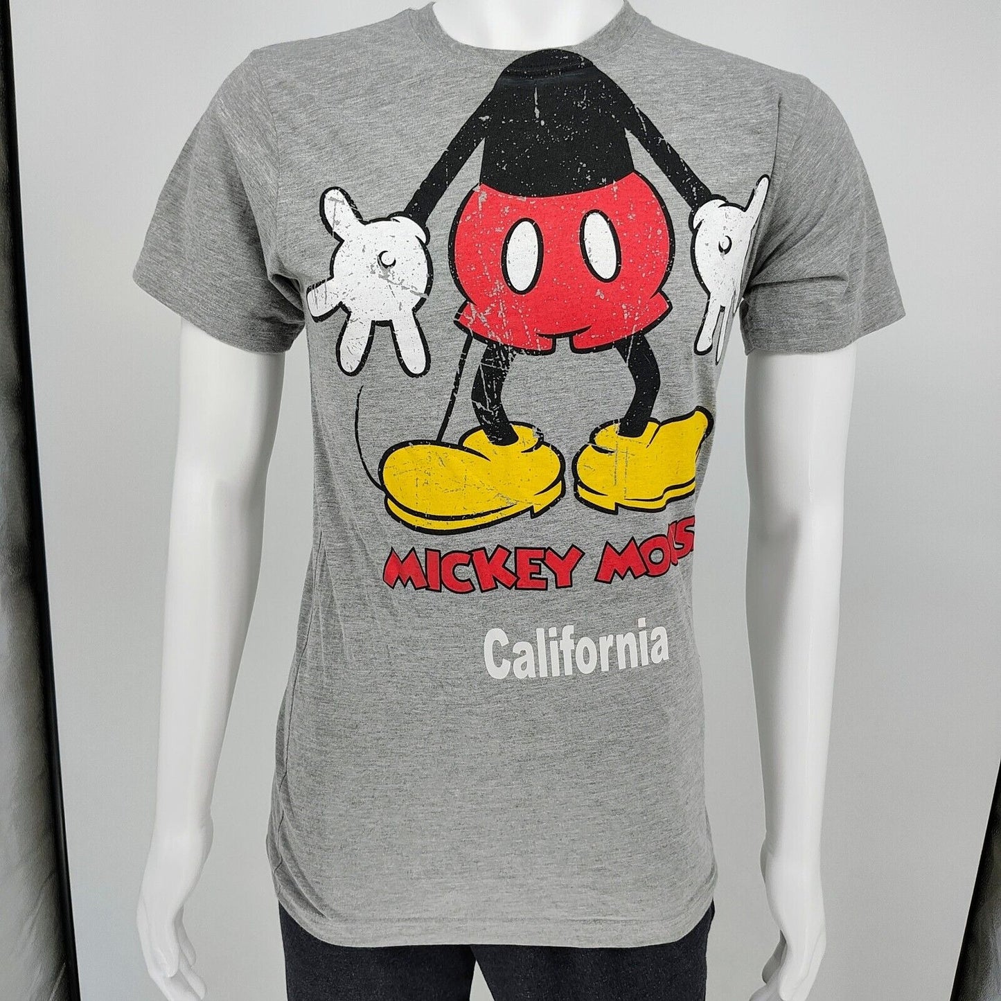 Disney Mickey Mouse California Body Gray Graphic T-Shirt  (Small)
