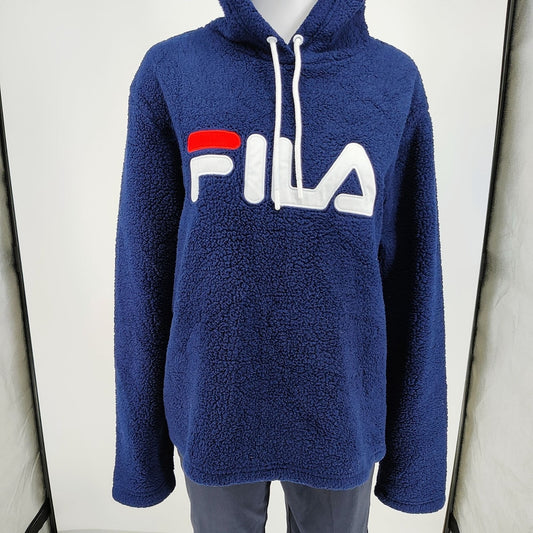Fila Women's Navy Blue Caroline Sherpa Fleece Hoodie Pullover (Size XL)