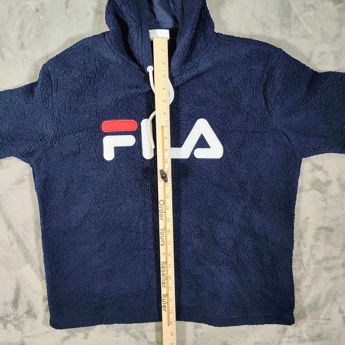 Fila Women's Navy Blue Caroline Sherpa Fleece Hoodie Pullover (Size XL)