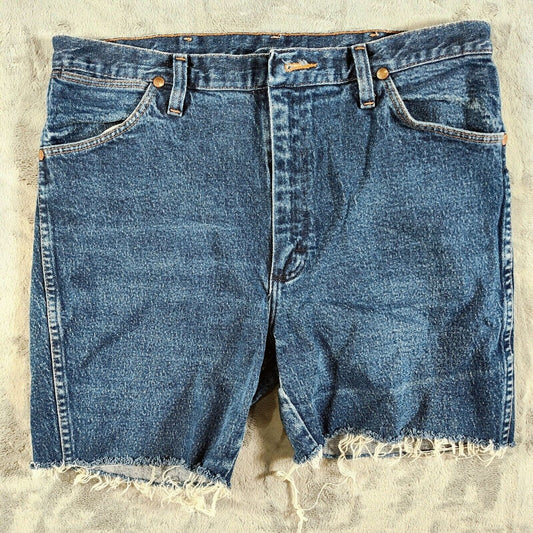 Y2K Wrangler Mens 947STR Cowboy Cut Stretch Jeans DIY Cut Off Shorts (Size 34)