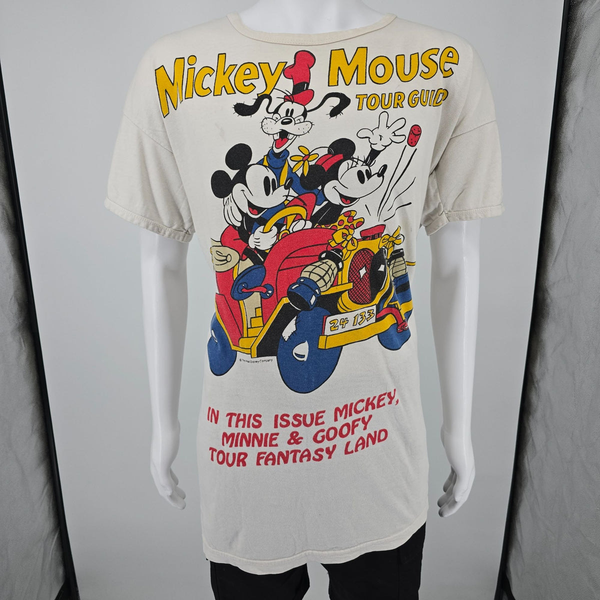 Vintage 1990s Disney Mickey Mouse Tour Guide Oversized Graphic T-Shirt (XL)