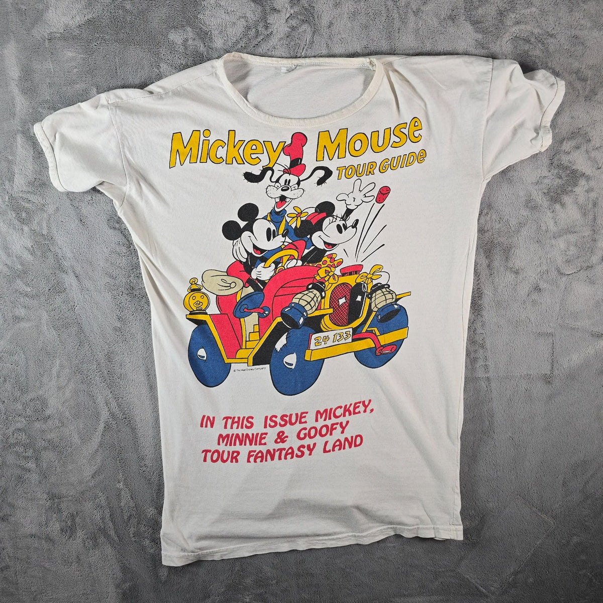Vintage 1990s Disney Mickey Mouse Tour Guide Oversized Graphic T-Shirt (XL)
