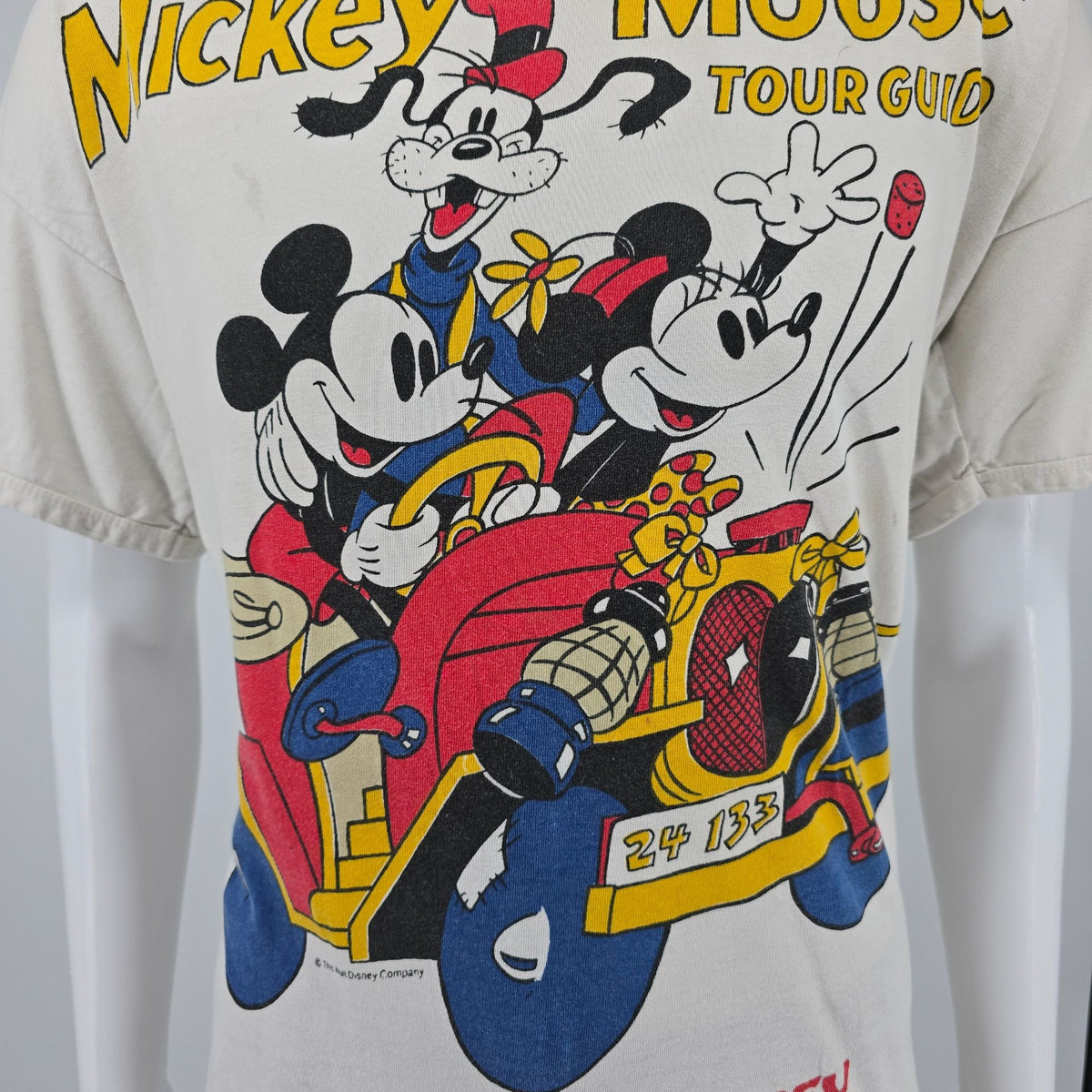 Vintage 1990s Disney Mickey Mouse Tour Guide Oversized Graphic T-Shirt (XL)