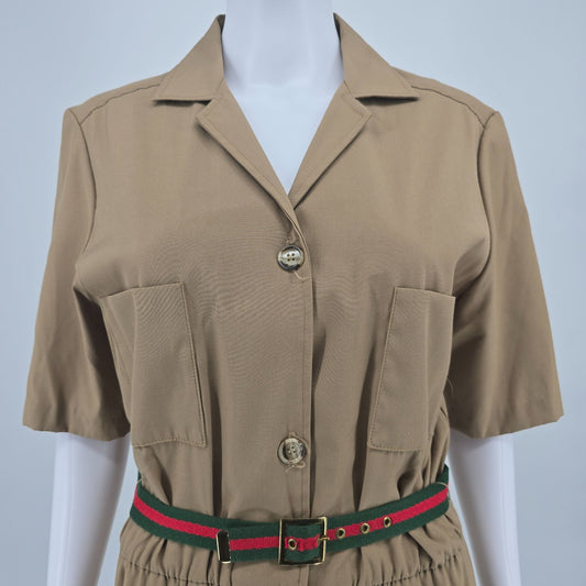 Vintage 1980s Kenny Classics Belted Midi Safari Shirt Dress (Size 14/L)