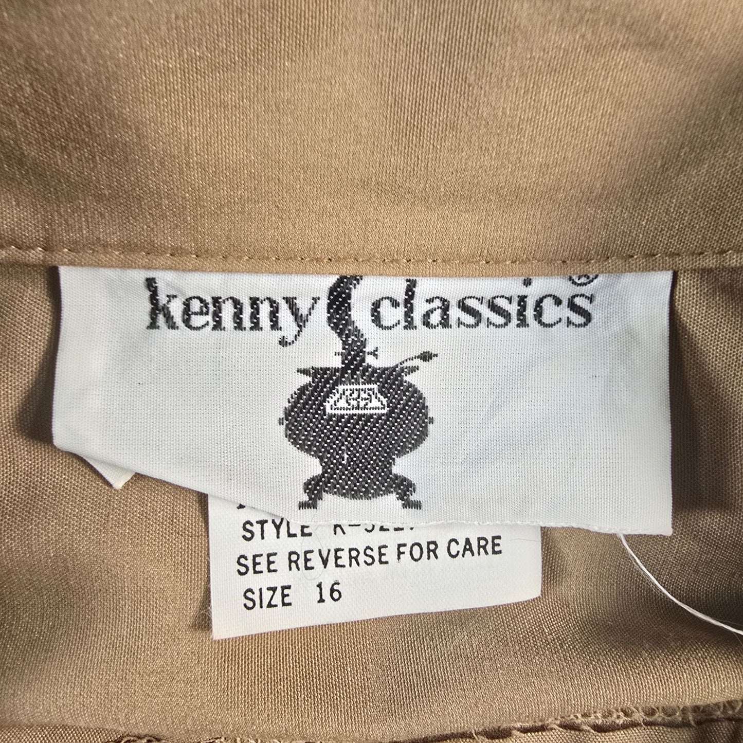 Vintage 1980s Kenny Classics Belted Midi Safari Shirt Dress (Size 14/L)