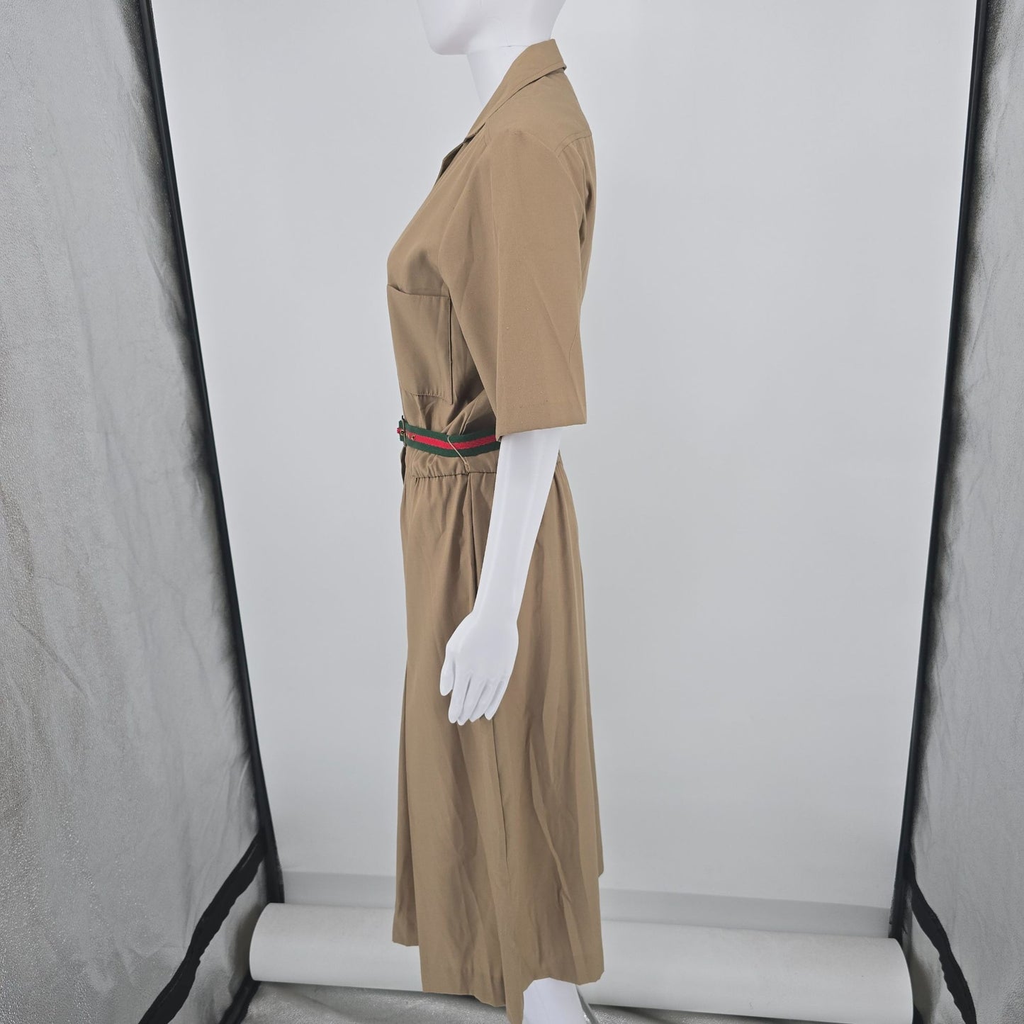 Vintage 1980s Kenny Classics Belted Midi Safari Shirt Dress (Size 14/L)