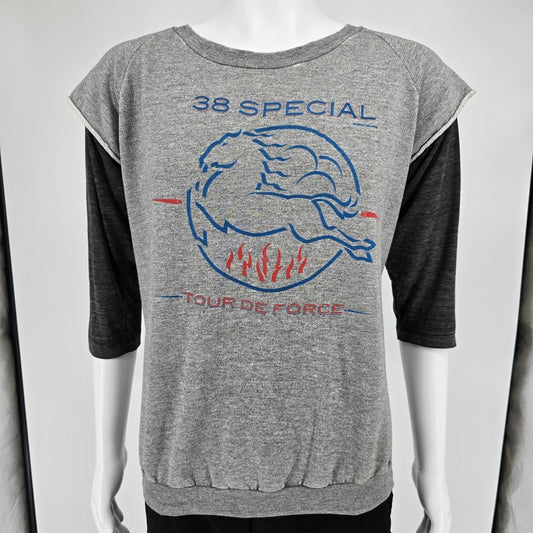 Vintage 1980s 38 Special Tour De Force 1984 Raglan Sleeve Band Sweatshirt (L)