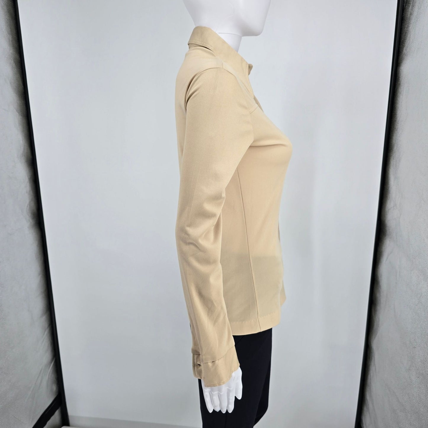 Vintage 1970s Stuffed Shirt Women's Pointed Collar Button-Up Blouse Top (S)