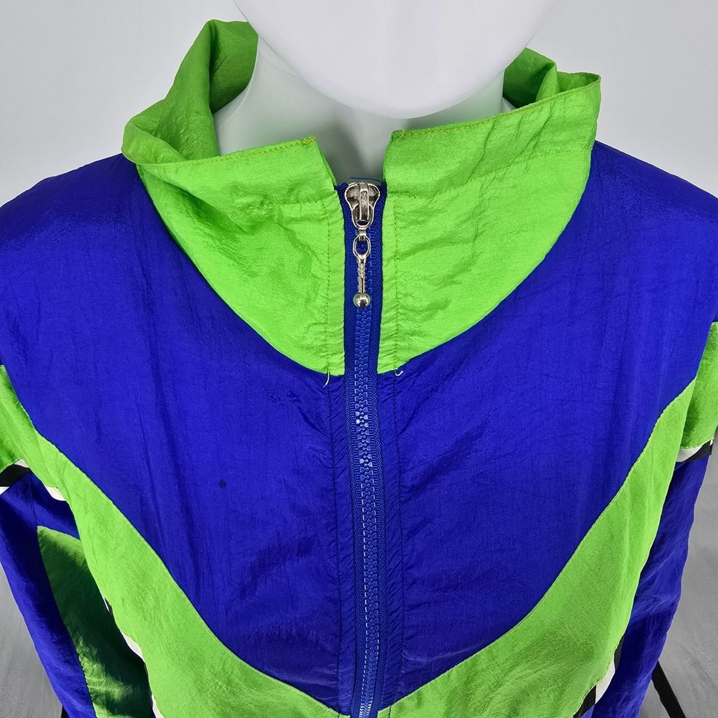 Vintage Early 1990s The Body Co. Women's Oversized Neon Windbreaker Jacket (M)