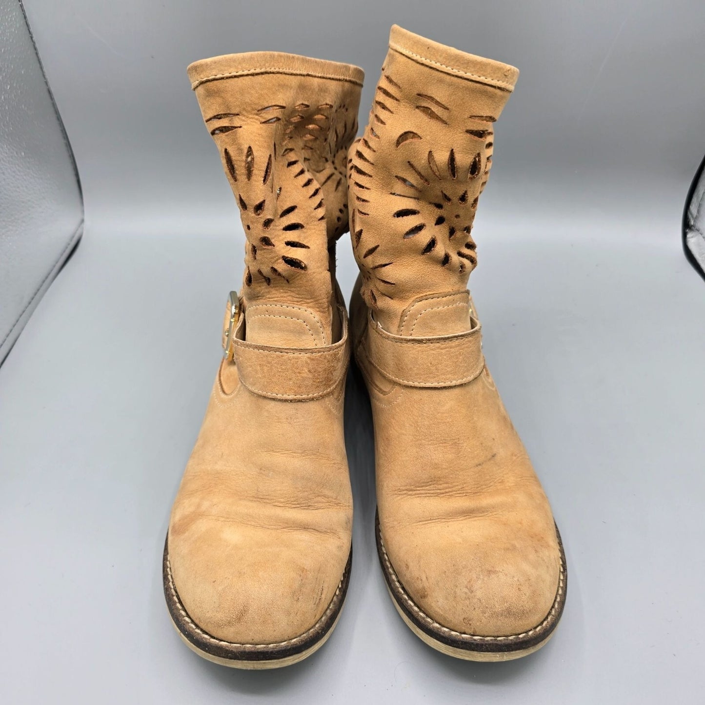 Joi Handmade in Italy Women's Suede Leather Cut Out Ankle Boots EU38 (US 7.5)