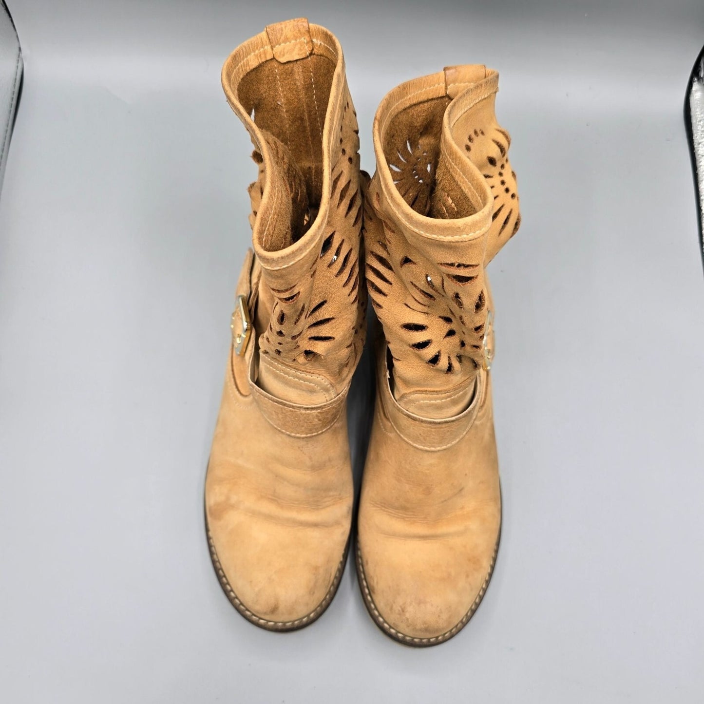 Joi Handmade in Italy Women's Suede Leather Cut Out Ankle Boots EU38 (US 7.5)