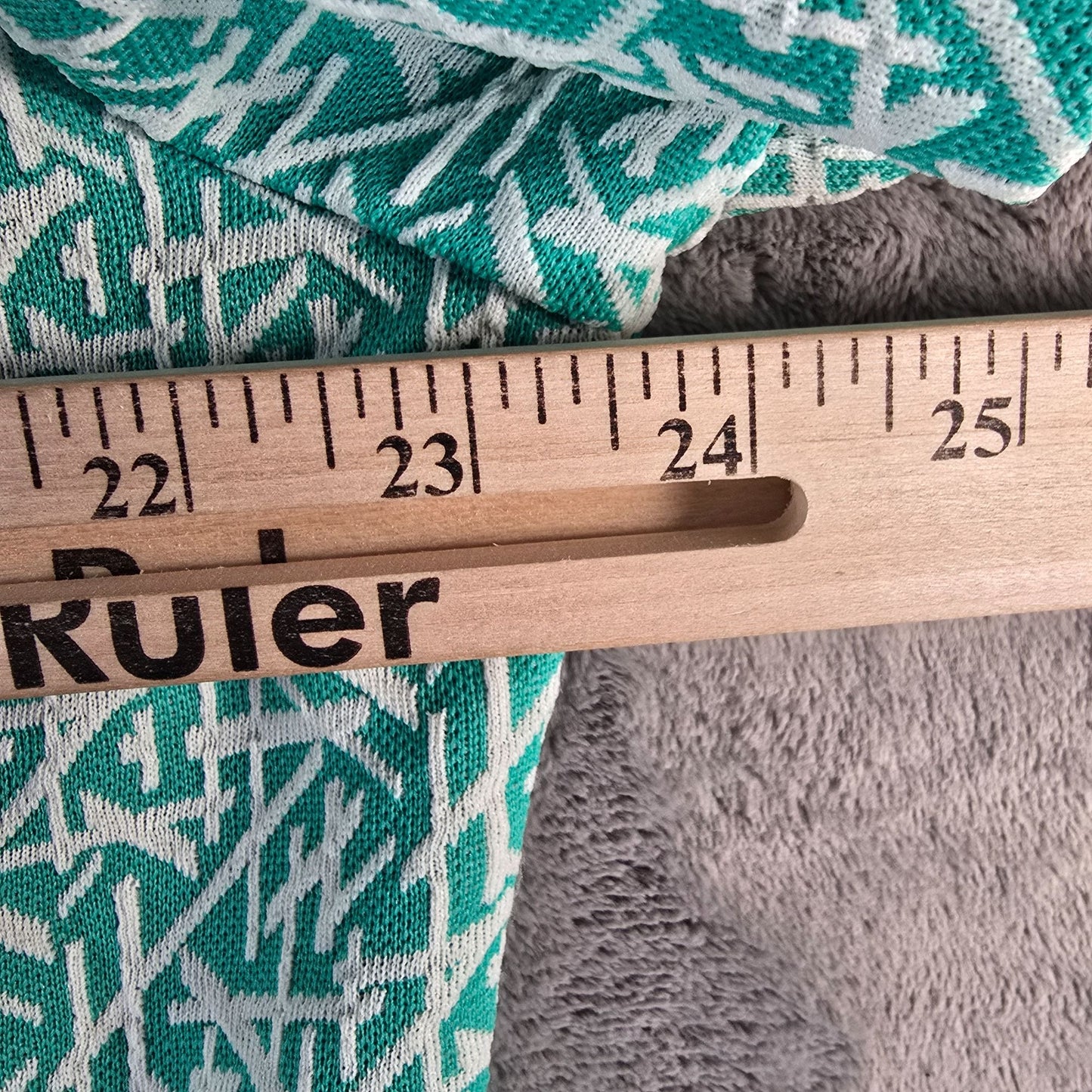 Vintage 1970s Turquoise Abstract Print Snap Front Housecoat Top (XL/XXL)