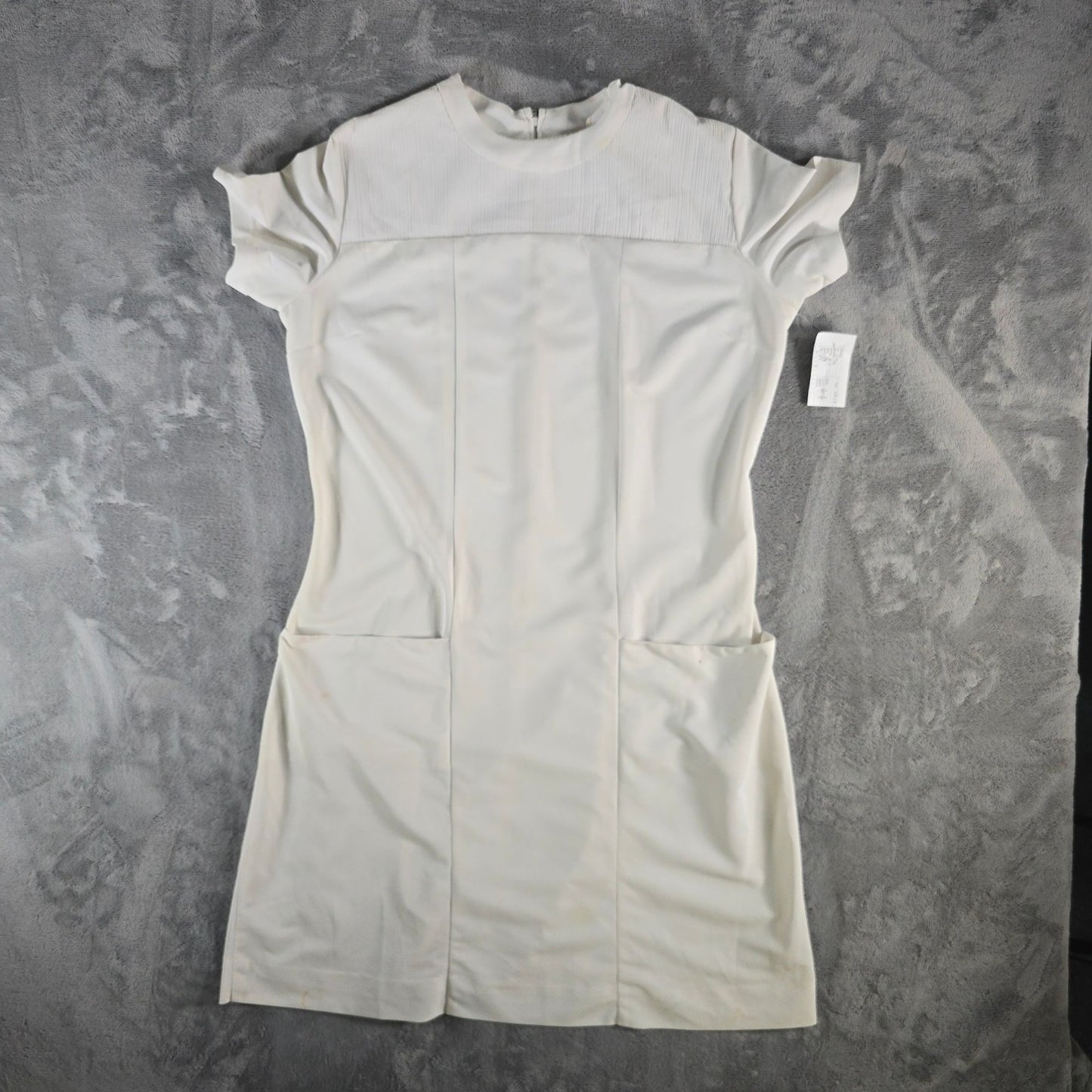 Vintage 1960s Clinic Uniforms Mod-Era Patch Pocket Nurse Shift Dress (XL)