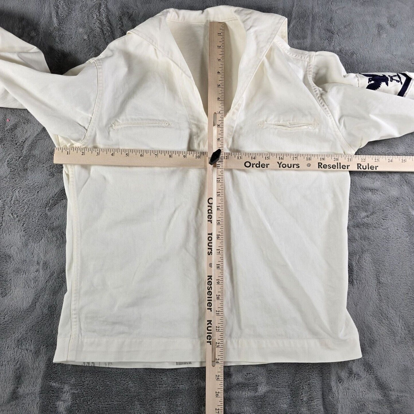Vintage 1969 US Navy Logistics Specialist Undress White jumper Top (40R)