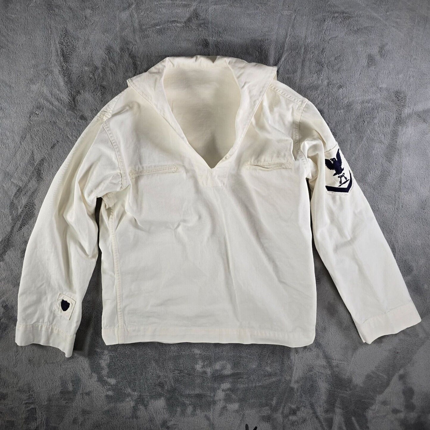Vintage 1969 US Navy Logistics Specialist Undress White jumper Top (40R)