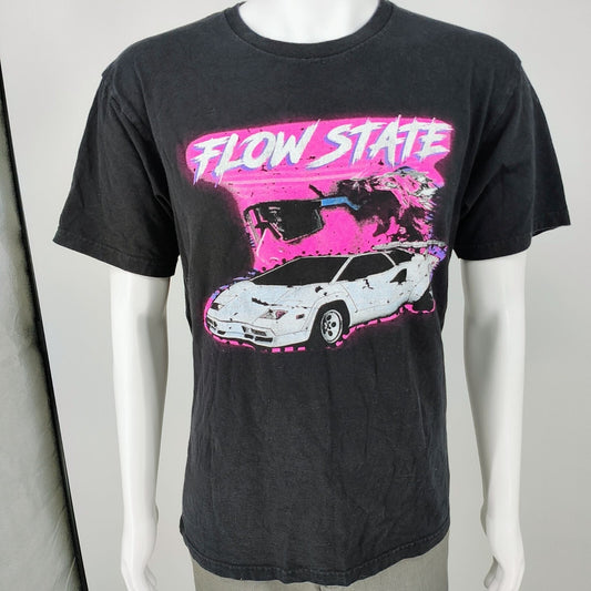 Promix Flow State 1986 Lamborghini Countach Black Graphic T-Shirt (Large)
