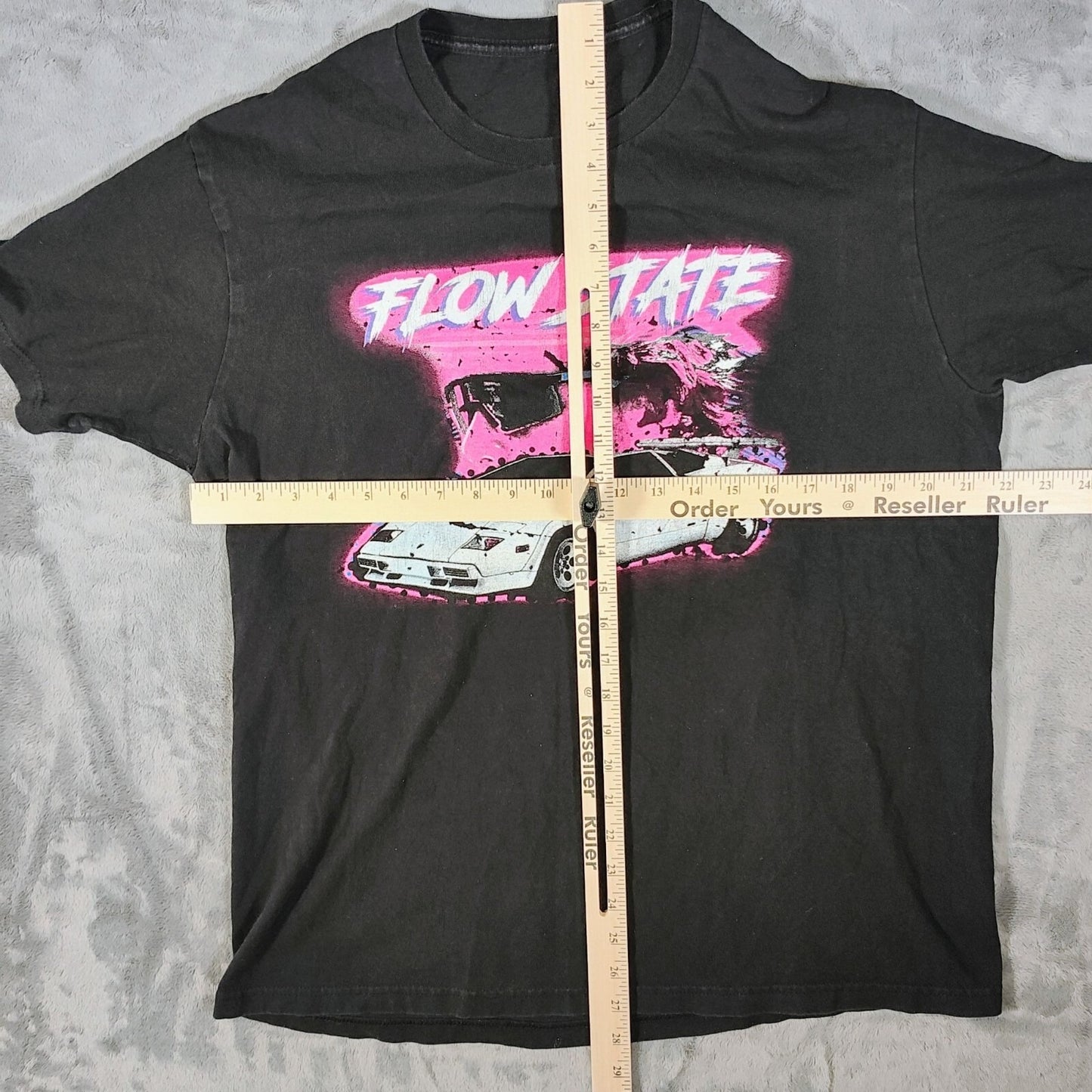 Promix Flow State 1986 Lamborghini Countach Black Graphic T-Shirt (Large)
