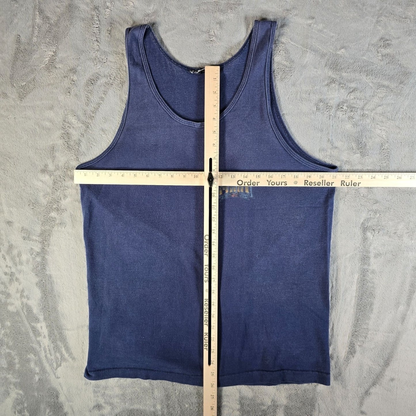 Vintage 1990s Maui and Sons Faded Blue Shark Logo Surf/Skate Tank Top (L)