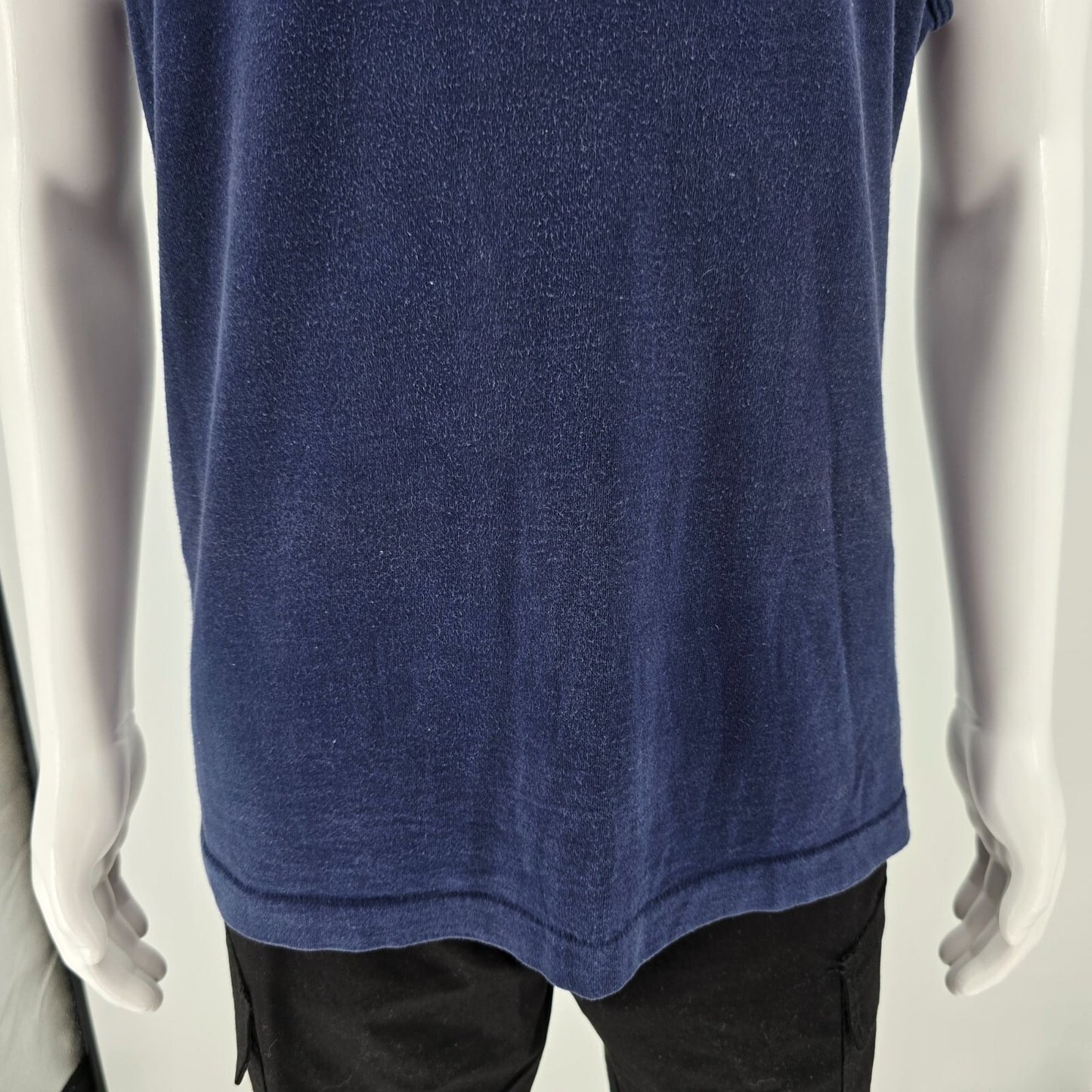 Vintage 1990s Maui and Sons Faded Blue Shark Logo Surf/Skate Tank Top (L)