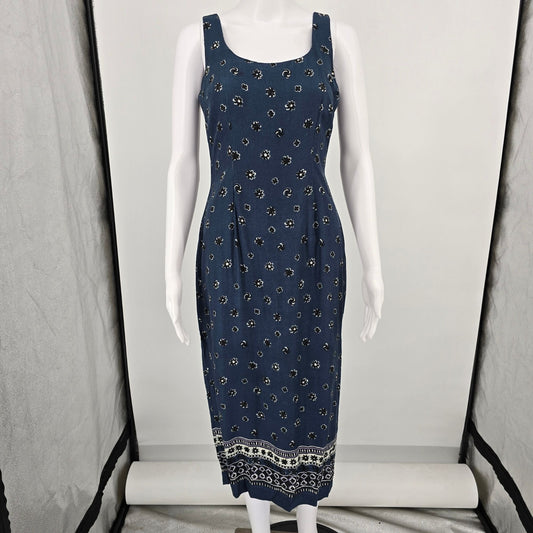 Vintage 1990s Rabbit Designs Floral Rayon Sleeveless Sundress (Juniors Small)