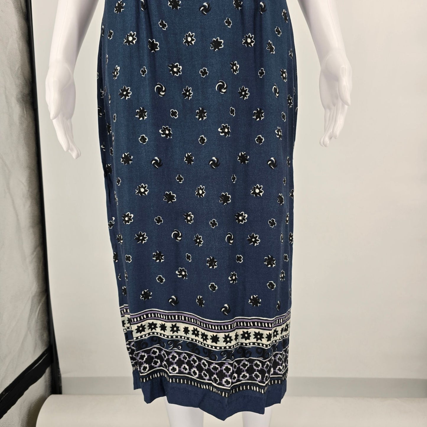 Vintage 1990s Rabbit Designs Floral Rayon Sleeveless Sundress (Juniors Small)
