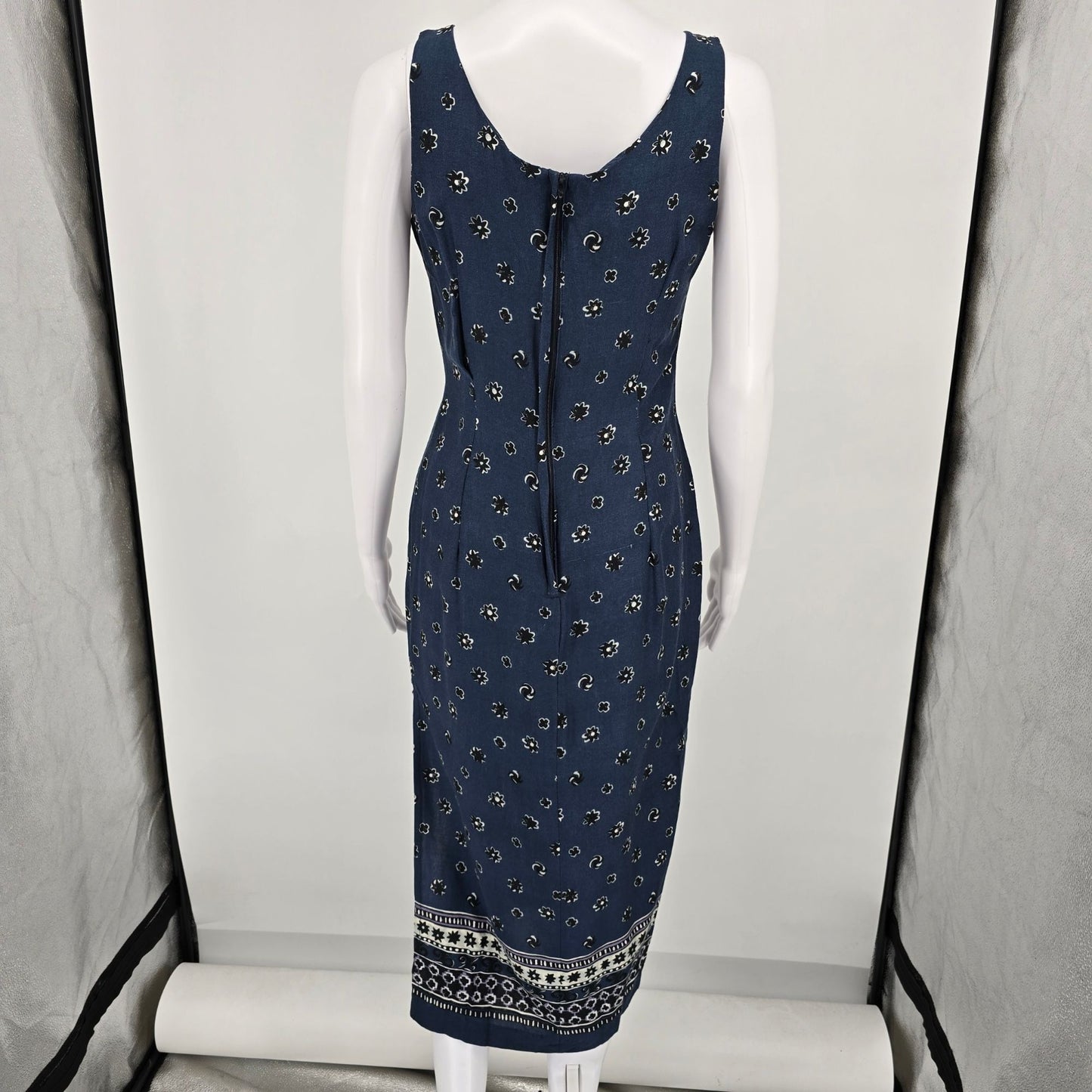 Vintage 1990s Rabbit Designs Floral Rayon Sleeveless Sundress (Juniors Small)