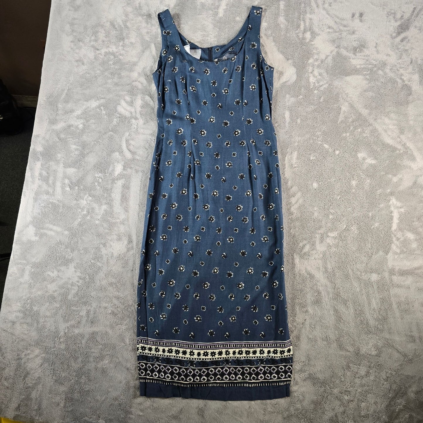 Vintage 1990s Rabbit Designs Floral Rayon Sleeveless Sundress (Juniors Small)
