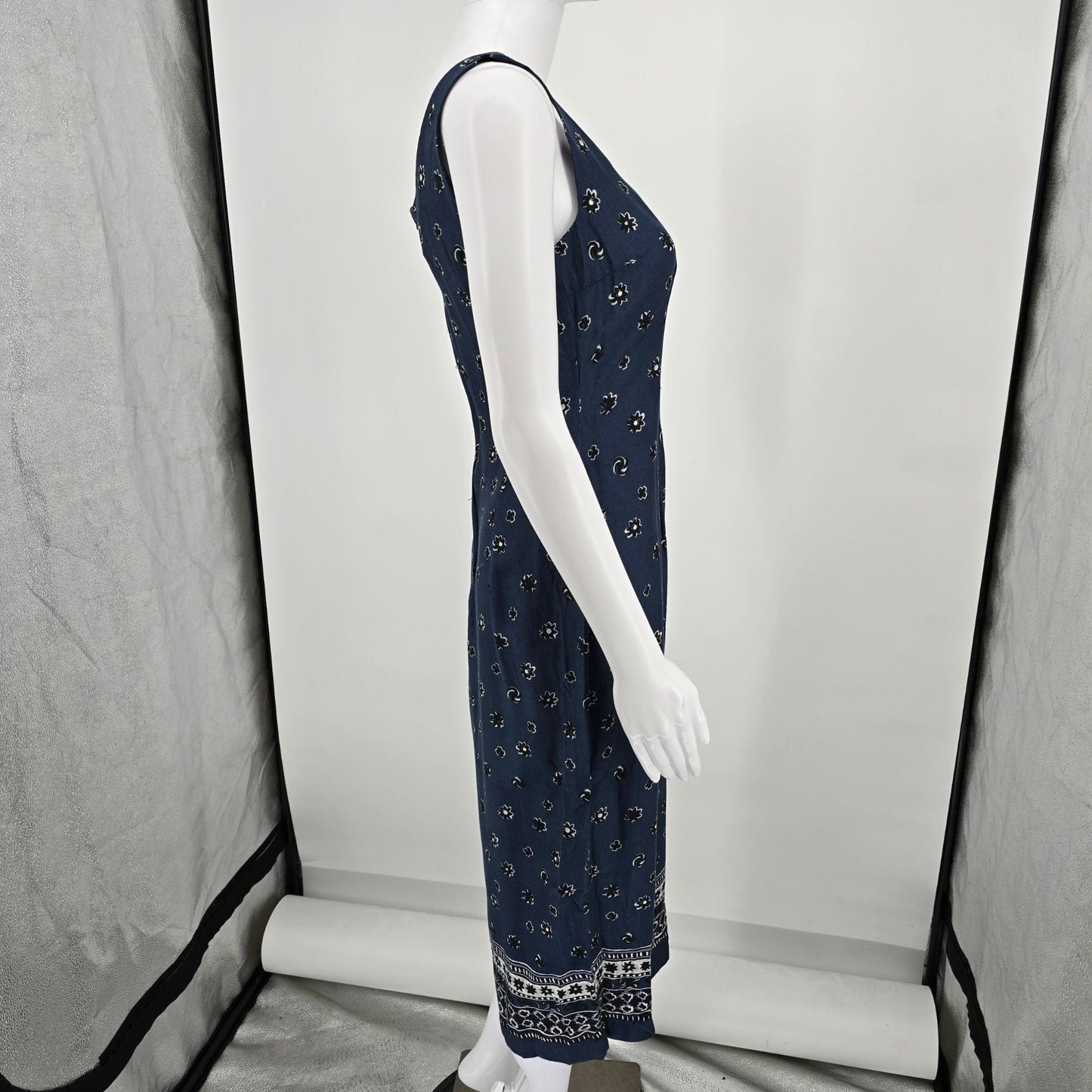 Vintage 1990s Rabbit Designs Floral Rayon Sleeveless Sundress (Juniors Small)