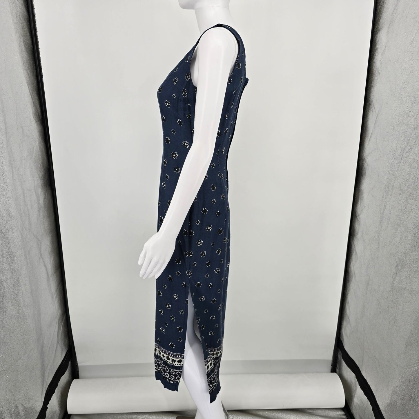 Vintage 1990s Rabbit Designs Floral Rayon Sleeveless Sundress (Juniors Small)