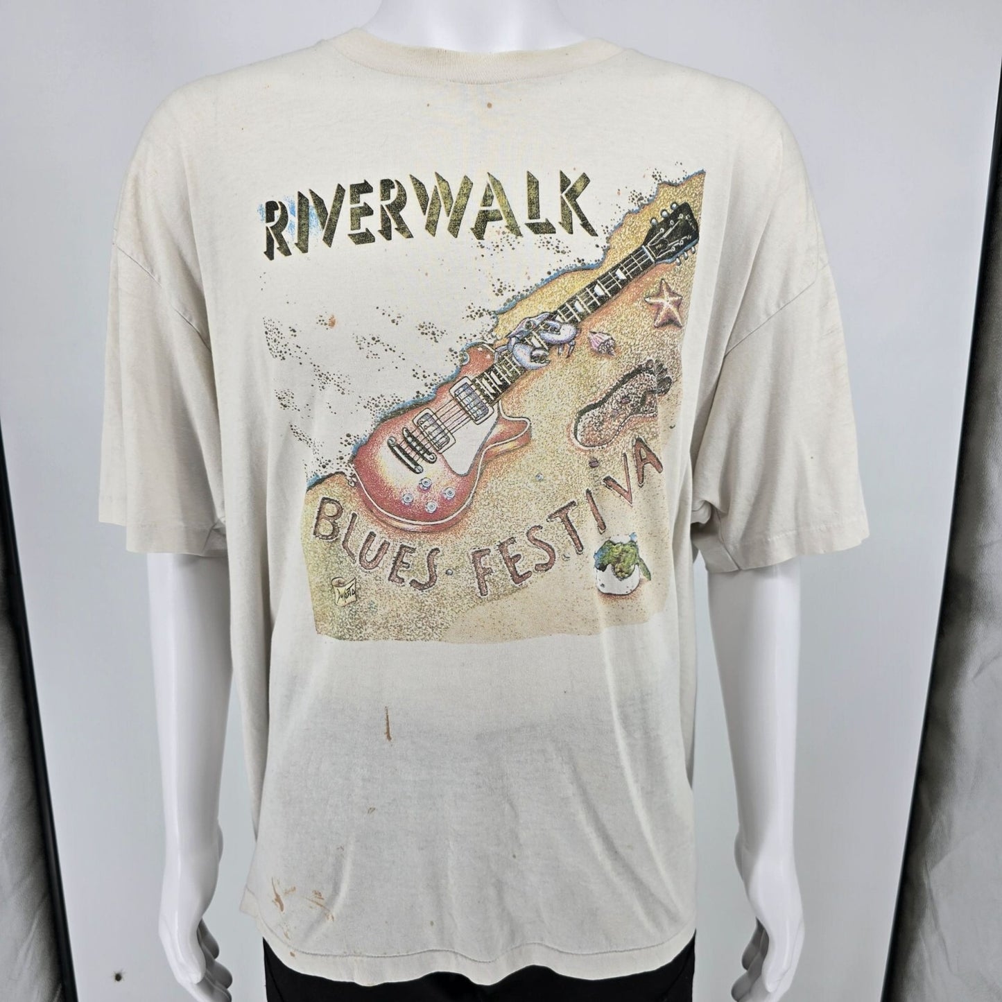 Distressed Vintage 1994 Fort Lauderdale Riverwalk Blues Festival T-Shirt (XXL)