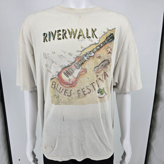 Distressed Vintage 1994 Fort Lauderdale Riverwalk Blues Festival T-Shirt (XXL)