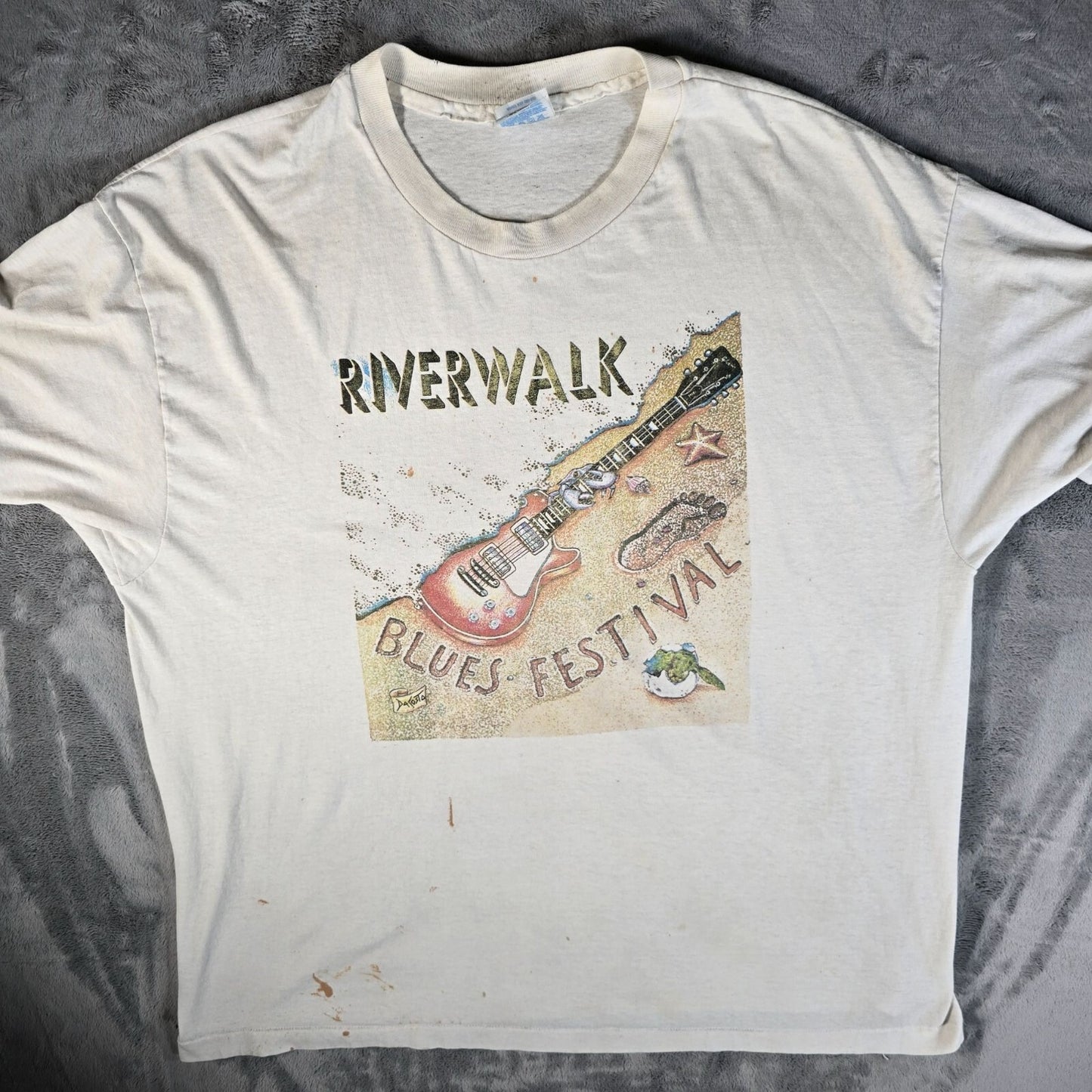 Distressed Vintage 1994 Fort Lauderdale Riverwalk Blues Festival T-Shirt (XXL)