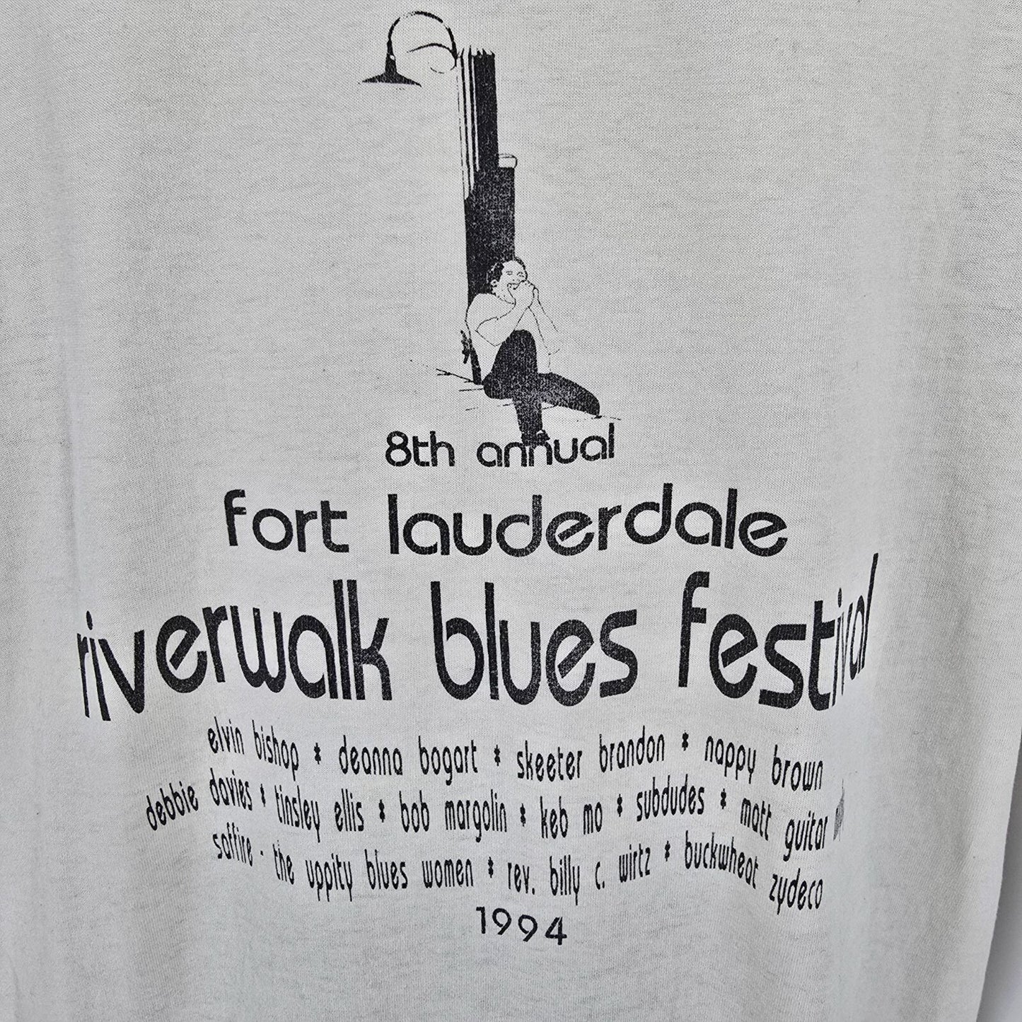Distressed Vintage 1994 Fort Lauderdale Riverwalk Blues Festival T-Shirt (XXL)