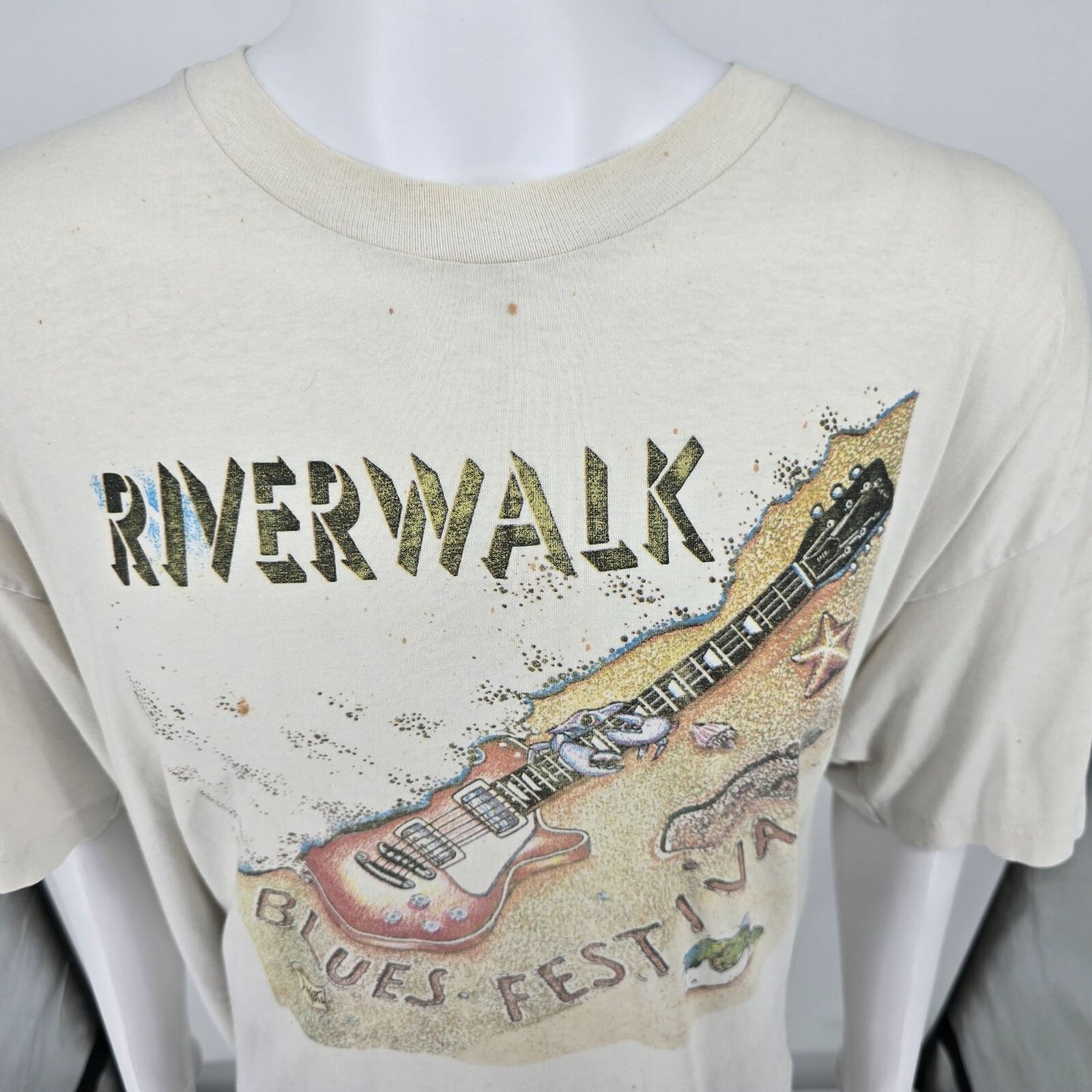 Distressed Vintage 1994 Fort Lauderdale Riverwalk Blues Festival T-Shirt (XXL)
