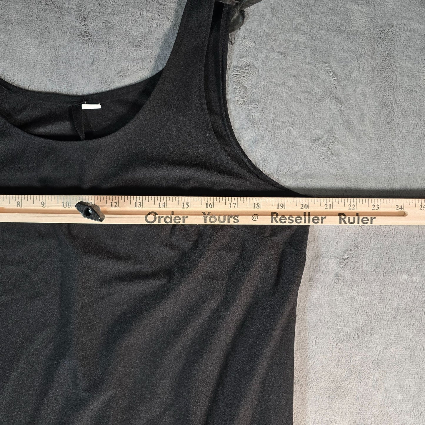 Vintage 1980s Black Flapper Style Drop Waist Ruffle Hem Tank Dress (XL)