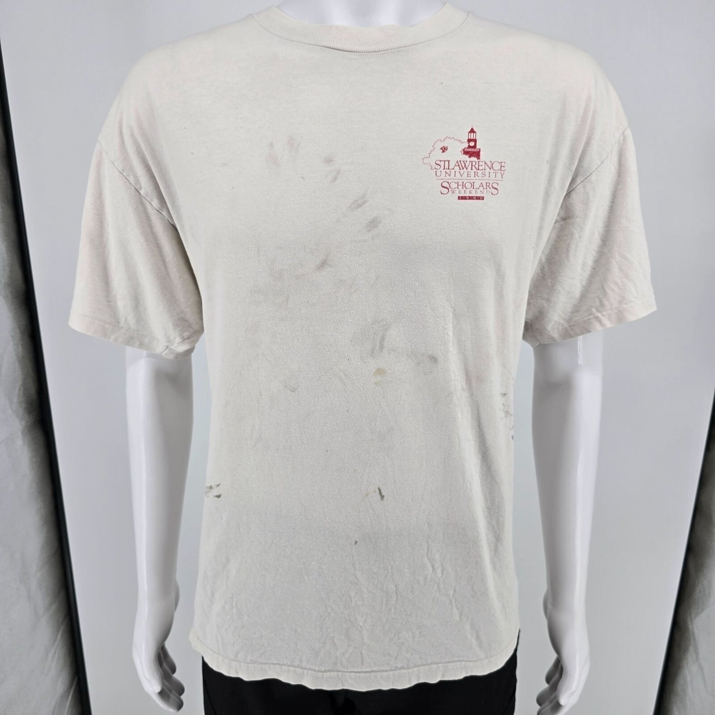 Distressed Vintage 1996 St. Lawrence University Scholars Weekend SLU T-Shirt -XL