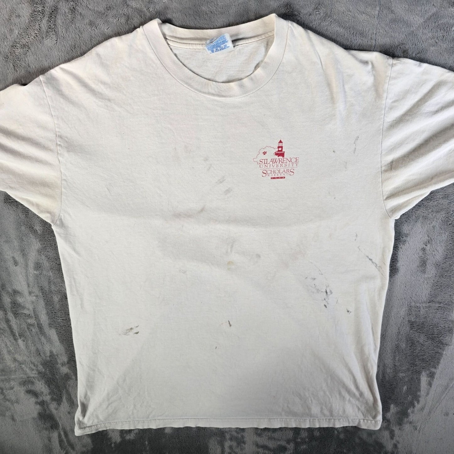 Distressed Vintage 1996 St. Lawrence University Scholars Weekend SLU T-Shirt -XL